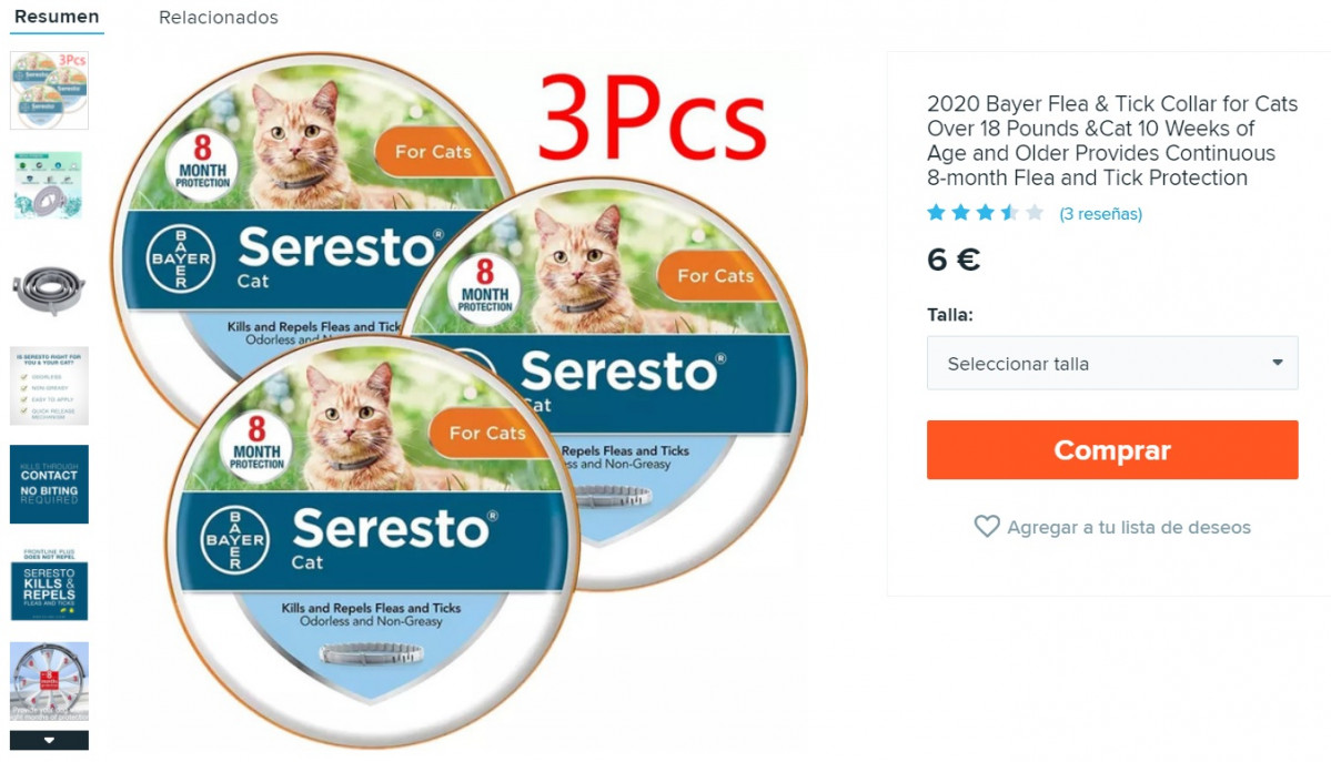 Anuncio collar seresto gato