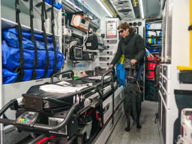 Madrid estrena acompañamiento de perros de asistencia en traslado de ambulancias