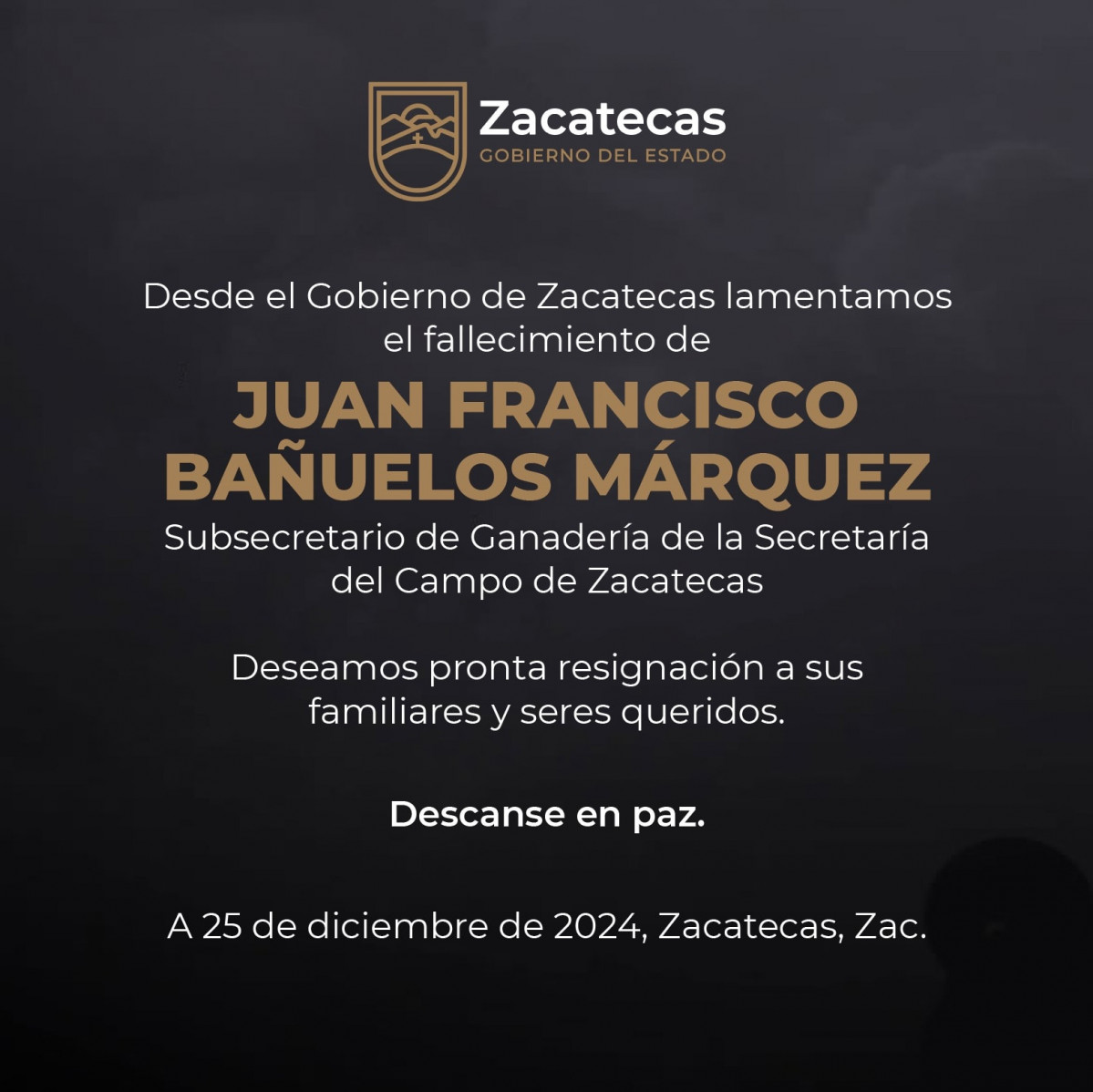 Fallece por asesinato el subsecretario de Ganadería de Zacatecas