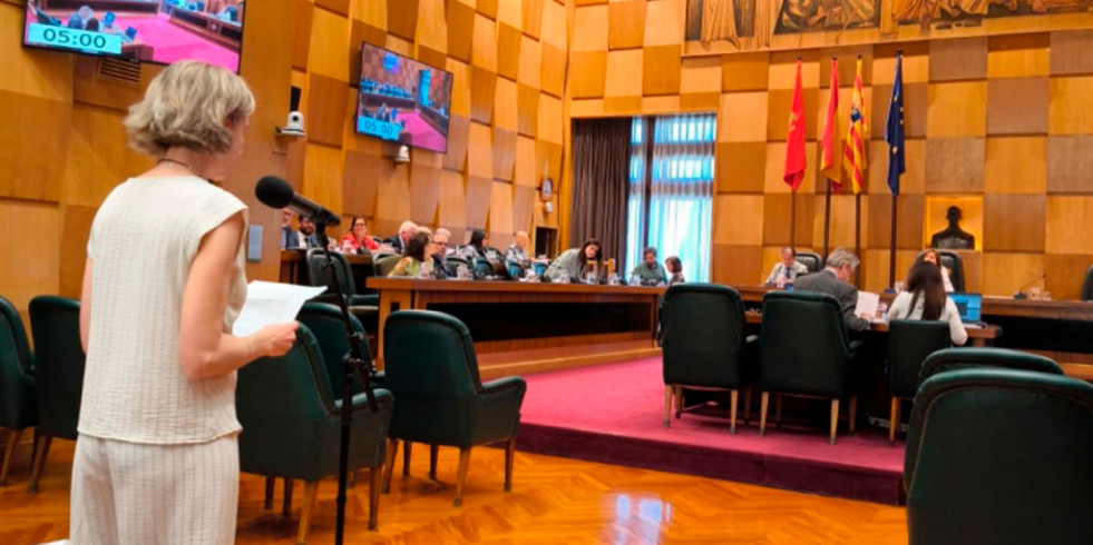 La veterinaria Esther Sánchez interviene en el pleno del Ayuntamiento de Zaragoza para reclamar cambios en el RD 666/2023